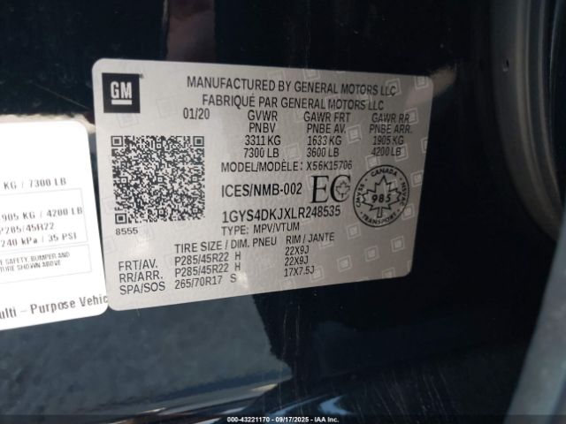 2020 CADILLAC ESCALADE 1GYS4DKJXLR248535 Photo 8