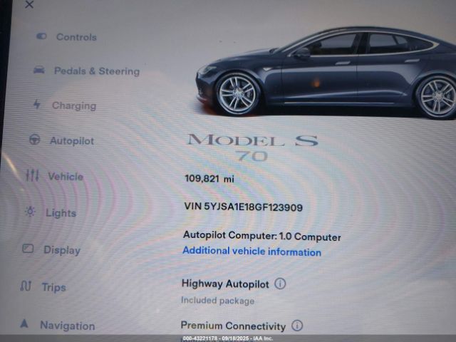 2016 TESLA MODEL S 5YJSA1E18GF123909 Photo 6