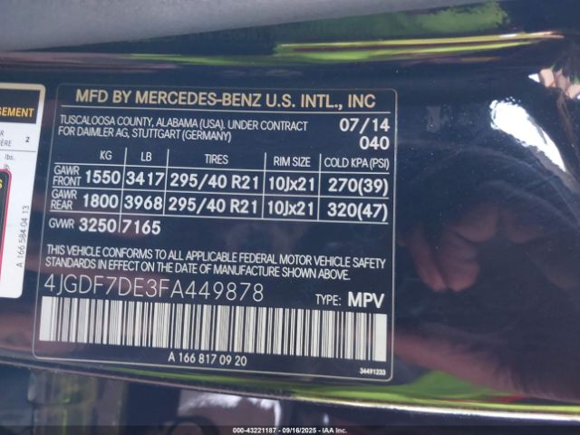 2015 MERCEDES-BENZ GL 550 4JGDF7DE3FA449878 Photo 8