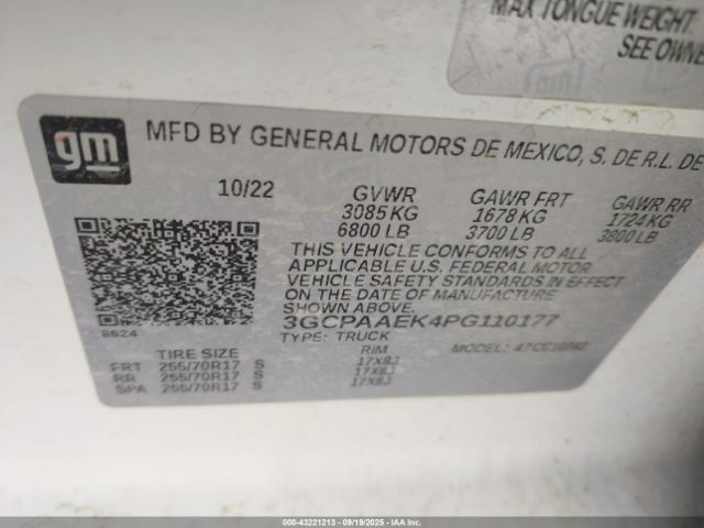 2023 CHEVROLET SILVERADO 1500 3GCPAAEK4PG110177 Photo 8