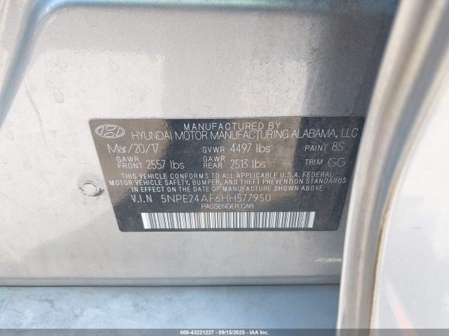 Hyundai Sonata 2017 5NPE24AF6HH577950 Image 9