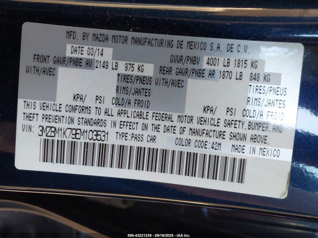 3MZBM1K79EM103531 Mazda pe