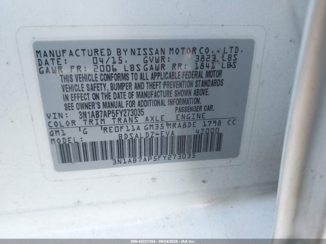 3N1AB7AP5FY273035 Nissan 2015