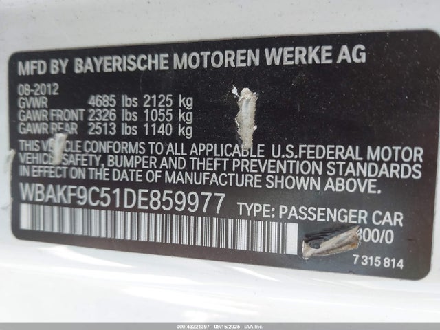 2013 BMW 335I WBAKF9C51DE859977 Photo 8
