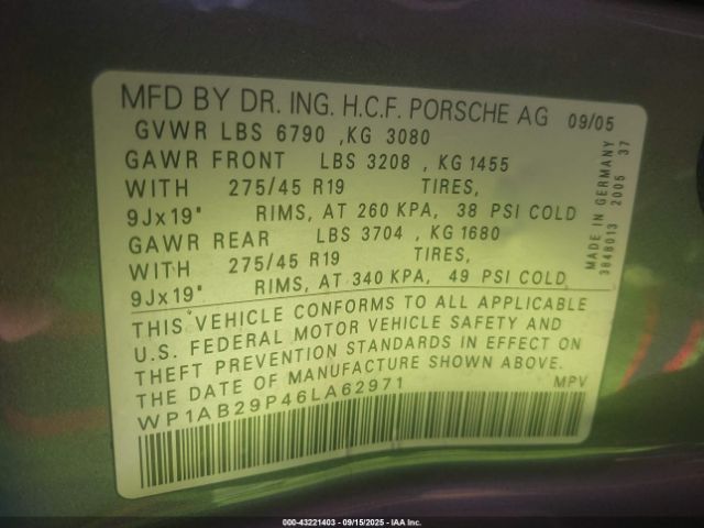 2006 PORSCHE CAYENNE WP1AB29P46LA62971 Photo 8