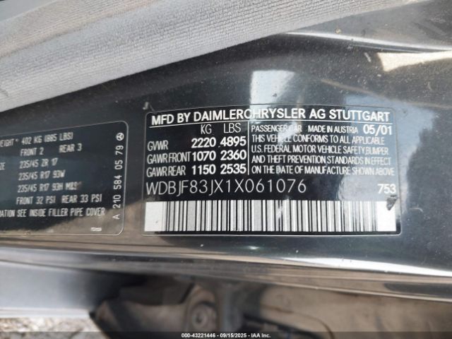 2001 MERCEDES-BENZ E 430 WDBJF83JX1X061076 Photo 8