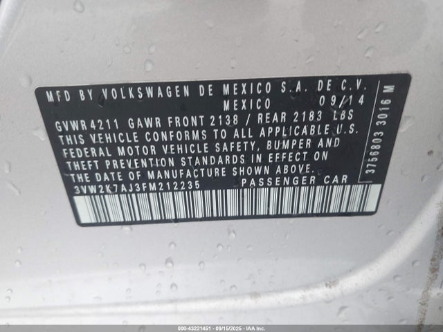 3VW2K7AJ3FM212235 Volkswagen Jetta