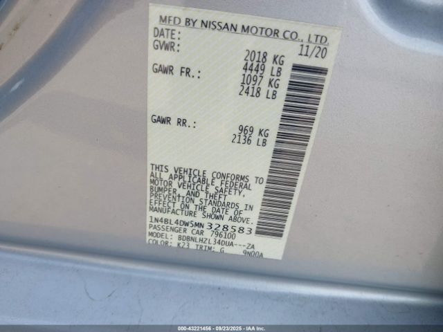 2021 NISSAN ALTIMA 1N4BL4DW5MN328583 Photo 8