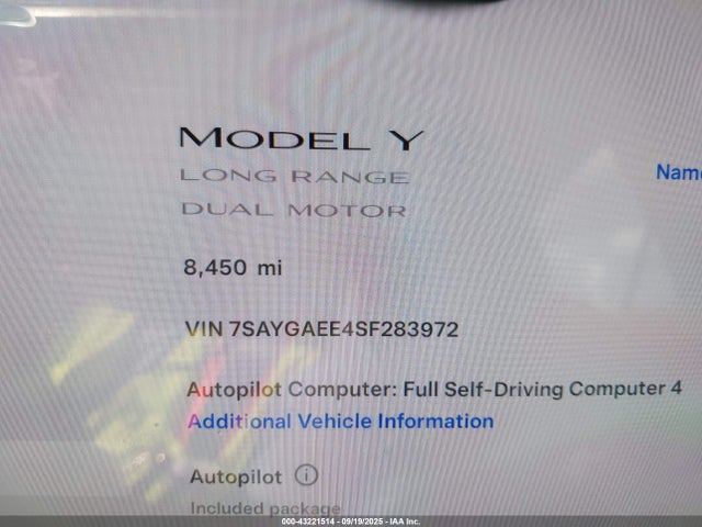 2025 TESLA MODEL Y 7SAYGAEE4SF283972 Photo 6