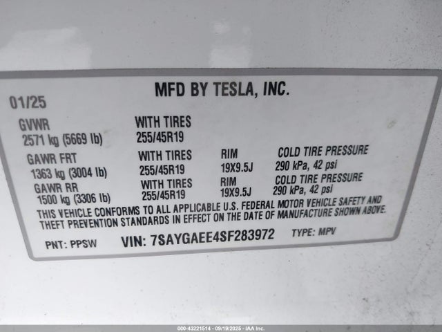 2025 TESLA MODEL Y 7SAYGAEE4SF283972 Photo 8