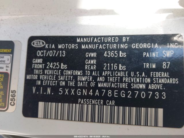 2014 KIA OPTIMA 5XXGN4A78EG270733 Photo 8