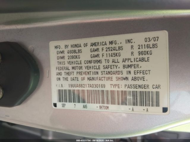 2007 ACURA TL 19UUA66217A030169 Photo 8