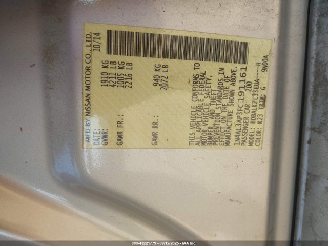 1N4AL3AP3FC191161 Nissan Altima