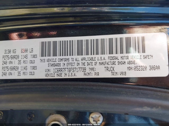 Aukcja sprzedaży 2015 Ram 1500 Express, vin: 1C6RR7FT6FS717739, numer aukcji: 43221818