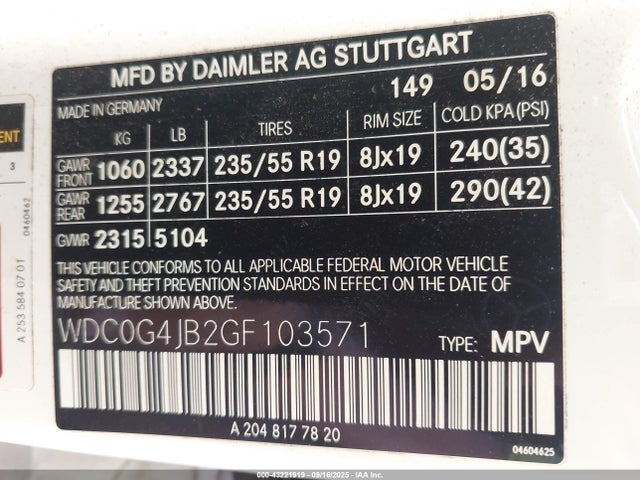 2016 MERCEDES-BENZ GLC 300 WDC0G4JB2GF103571 Photo 8