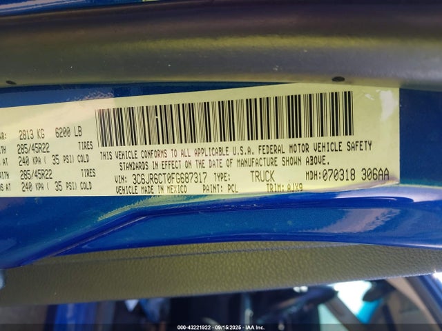 3C6JR6CT0FG687317 RAM 2015