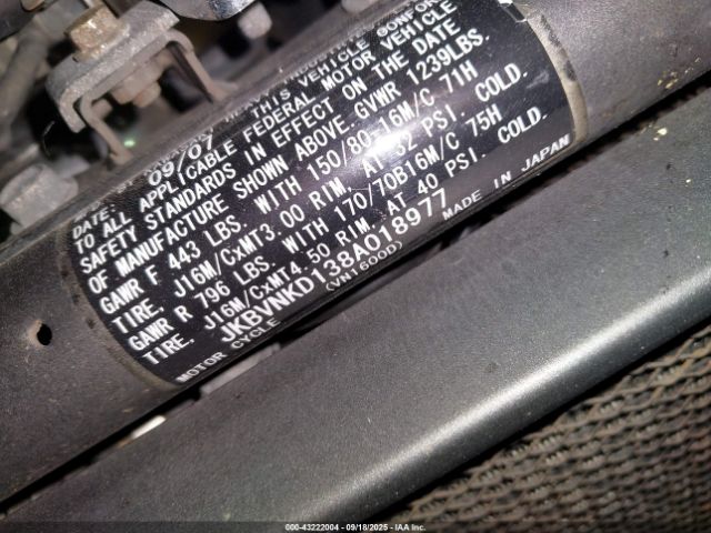 2008 KAWASAKI VN1600 JKBVNKD138A018977 Photo 9