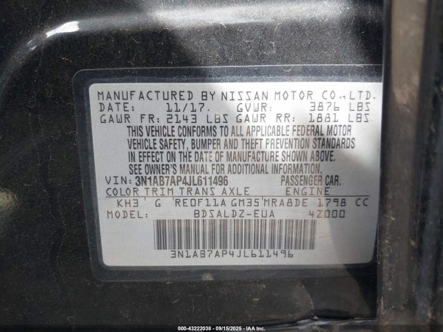 3N1AB7AP4JL611496 Nissan 2018