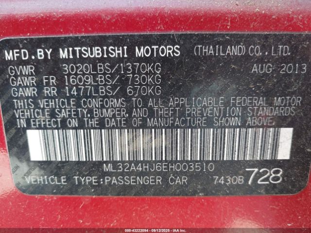 2014 MITSUBISHI MIRAGE ML32A4HJ6EH003510 Photo 8