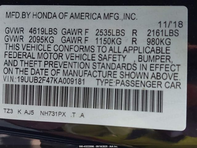 2019 ACURA TLX 19UUB2F47KA009181 Photo 8