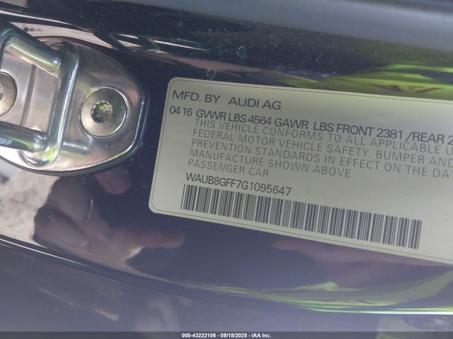 2016 AUDI A3 WAUB8GFF7G1095647 Photo 8