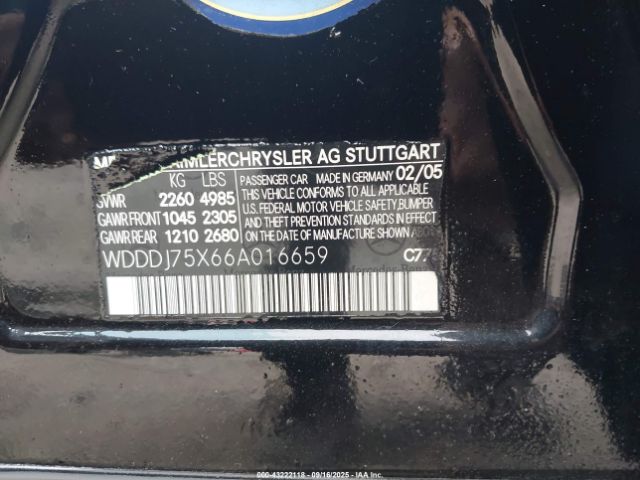 2006 MERCEDES-BENZ CLS 500 WDDDJ75X66A016659 Photo 8
