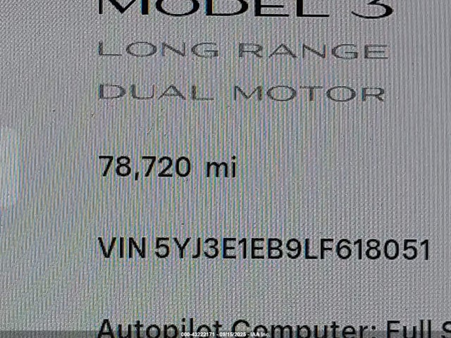 Tesla MODEL 3 2020 5YJ3E1EB9LF618051 Image 15