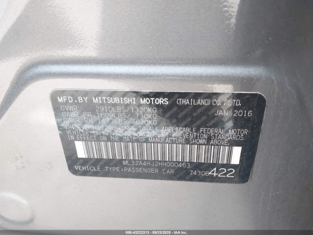 2017 MITSUBISHI MIRAGE ML32A4HJ2HH000463 Photo 8