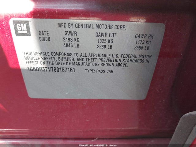 2008 CADILLAC CTS 1G6DR57V780187161 Photo 8