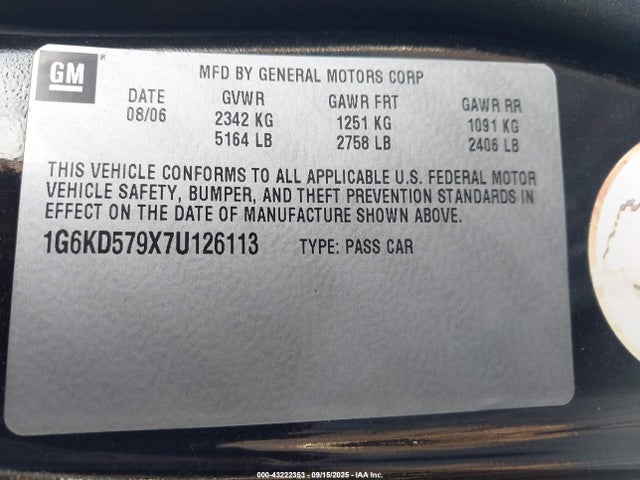 2007 CADILLAC DTS 1G6KD579X7U126113 Photo 8