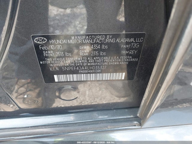 Hyundai SONATA SEL 2020 5NPEF4JA4LH035327 Image 9