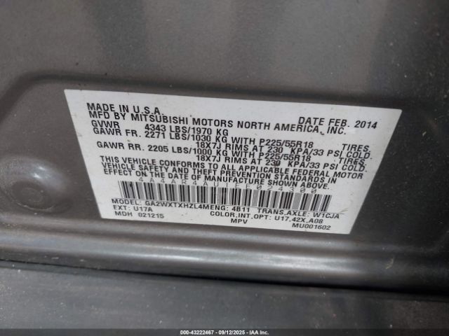 2014 MITSUBISHI OUTLANDER SPORT 4A4AR4AU1EE024300 Photo 8