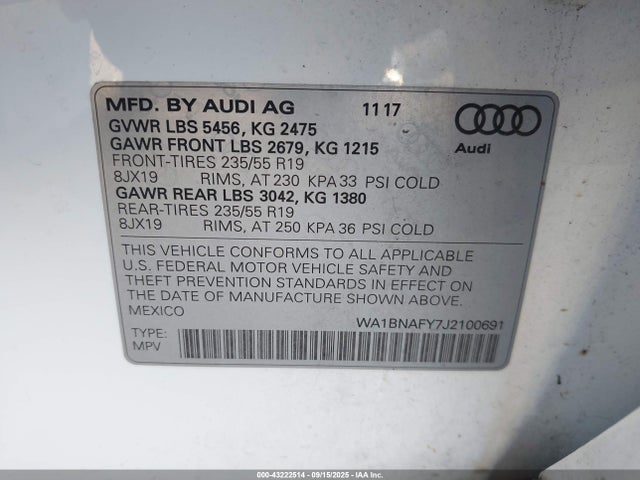 2018 AUDI Q5 WA1BNAFY7J2100691 Photo 8