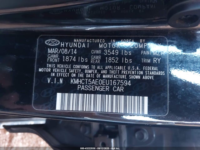 KMHCT5AE0EU167594 Hyundai dohc gdi gamma