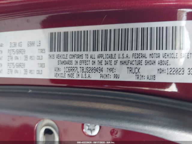 2018 RAM 1500 1C6RR7LT8JS209494 Photo 8