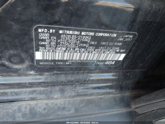 2017 MITSUBISHI OUTLANDER JA4AZ3A31HZ032316 Photo 8