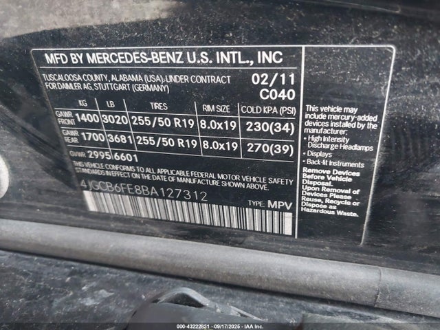Продаж на аукціоні авто 2011 Mercedes-benz R 350 4matic, vin: 4JGCB6FE8BA127312, номер лоту: 43222831