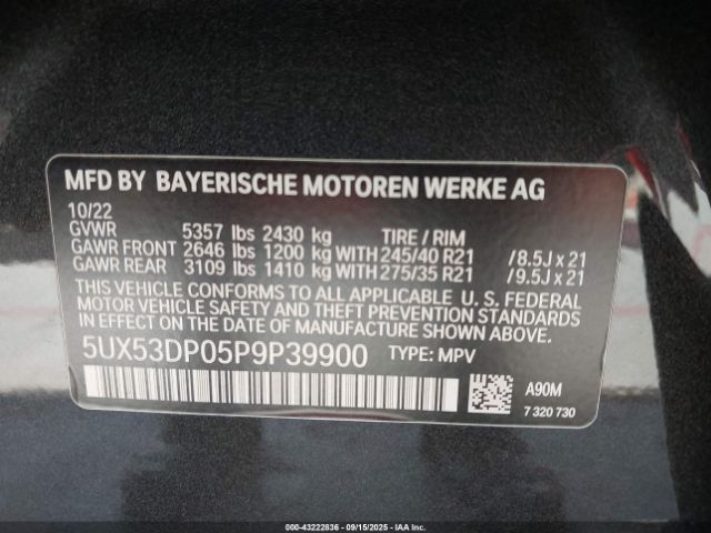 2023 BMW X3 5UX53DP05P9P39900 Photo 8