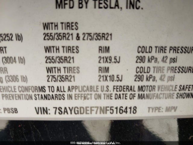 2022 TESLA MODEL Y 7SAYGDEF7NF516418 Photo 8