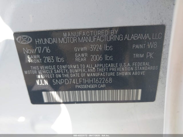 Hyundai Elantra 2017 5NPD74LF1HH162268 Image 9
