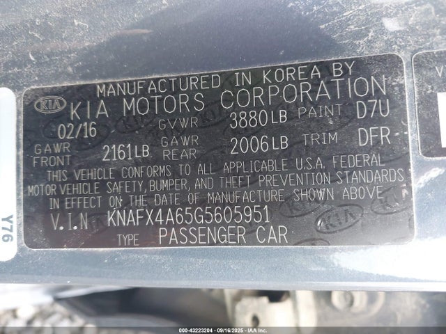 KIA mpi nu 2016 KNAFX4A65G5605951 Image 9