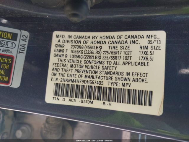 2013 HONDA CR-V 2HKRM4H79DH667405 Photo 8