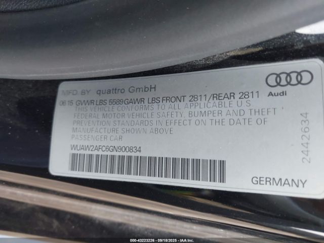 2016 AUDI RS 7 WUAW2AFC6GN900834 Photo 8