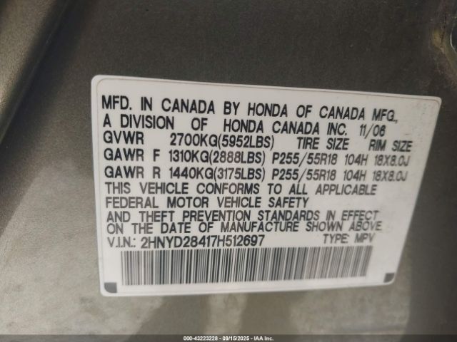 2007 ACURA MDX 2HNYD28417H512697 Photo 8