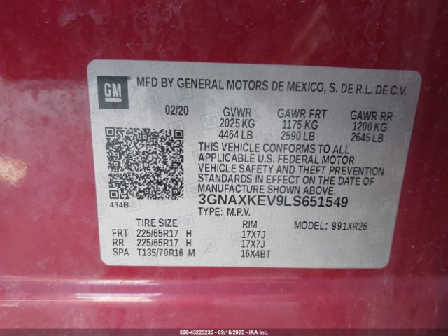 2020 CHEVROLET EQUINOX 3GNAXKEV9LS651549 Photo 8