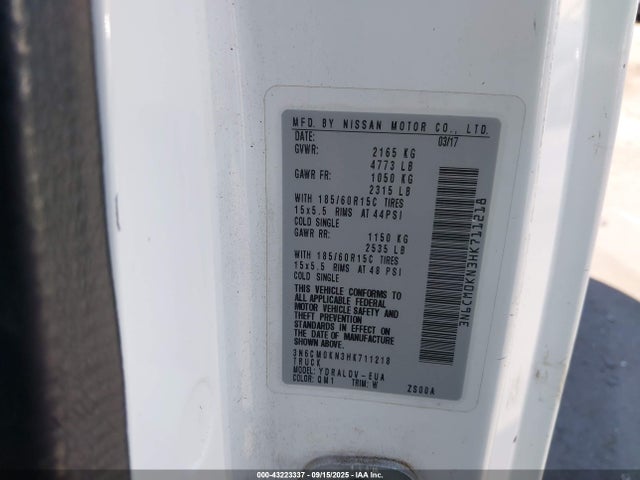 3N6CM0KN3HK711218 Nissan 2017