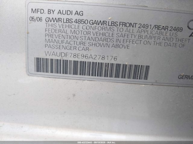 2006 AUDI A4 WAUDF78E96A278176 Photo 8