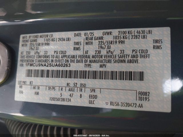 2025 FORD ESCAPE 1FMCU9NA2SUA60263 Photo 8