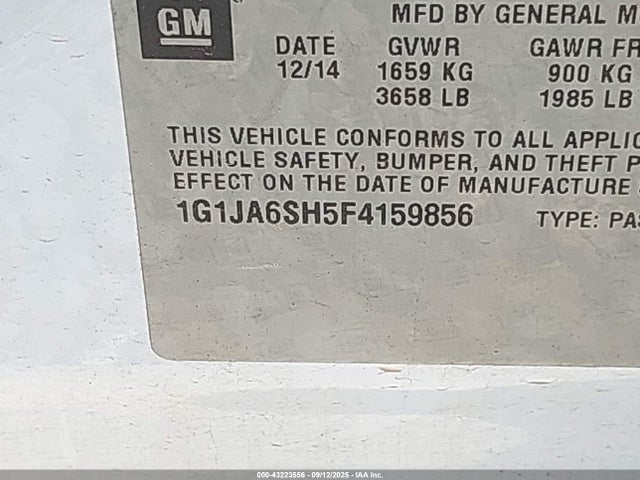 1G1JA6SH5F4159856 Chevrolet luw