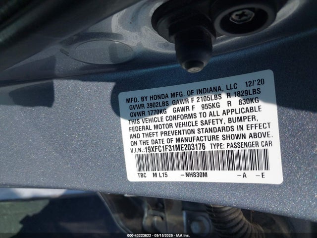 19XFC1F31ME203176 Honda l15b7